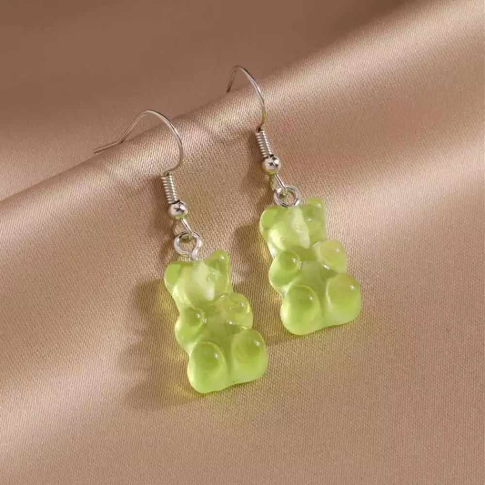 Blue Gummy Bear Candy Cartoon/Kawaii Gift for Kids/Teens Cute Retro Hook Earring - Picture 5 of 14